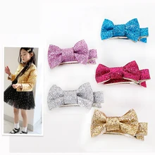 Nova Meninas Favorecido Tecidos Brilhantes Bowknot Grampo de Cabelo Hairpin Cabelo Do Bebê Seguro e Confortável Crianças dos miúdos Acessórios Para o Cabelo Hairpin