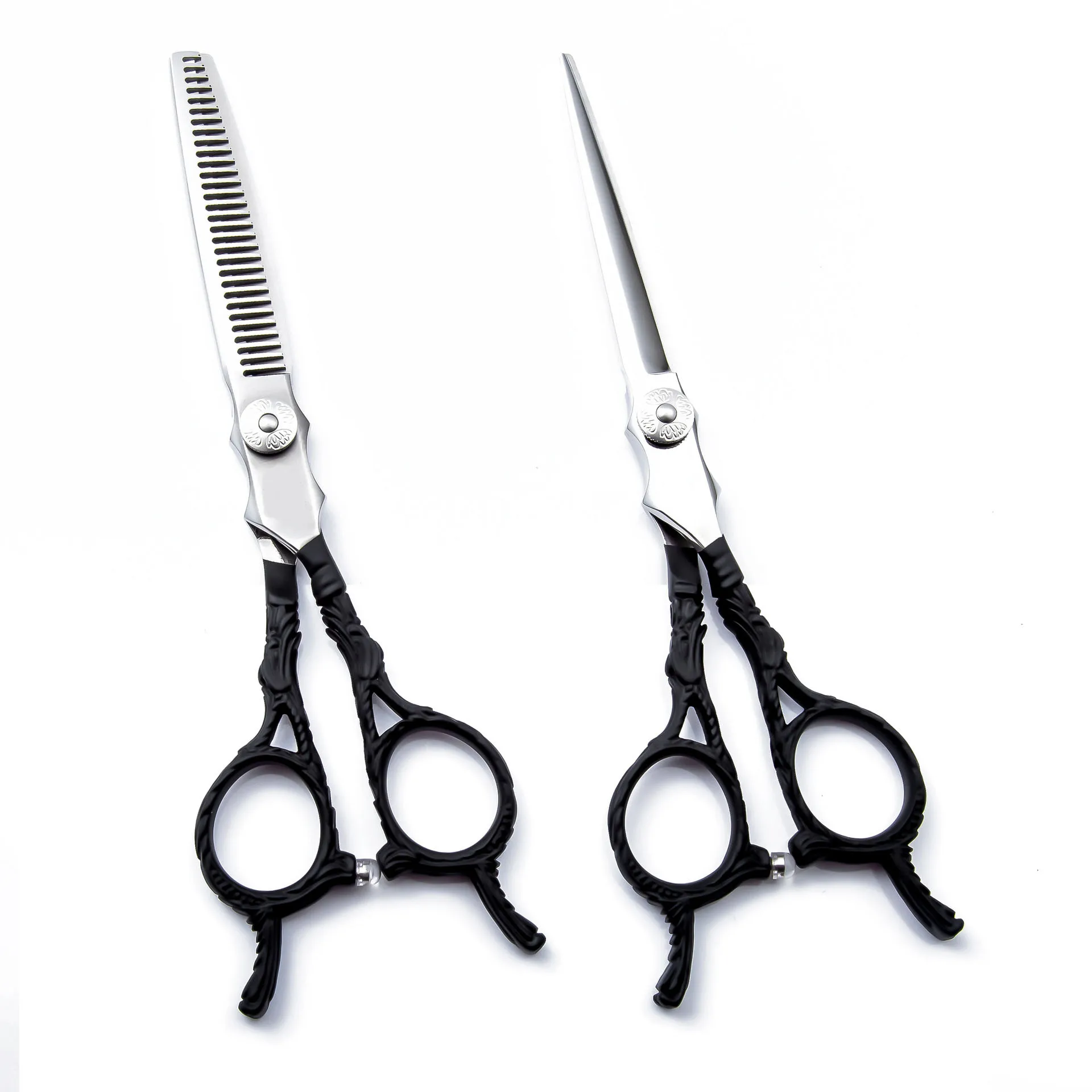 

6 inch Hair Cutting Straight Thinning Scissor Professional Hairdressing Barber Tool Shear Clipper Black 440C hairdressing