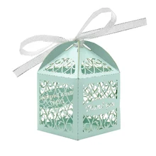 Филигранный стиль на заказ персонализировать инициалы лазерная резка коробки для поддержки Свадебная коробка для конфет