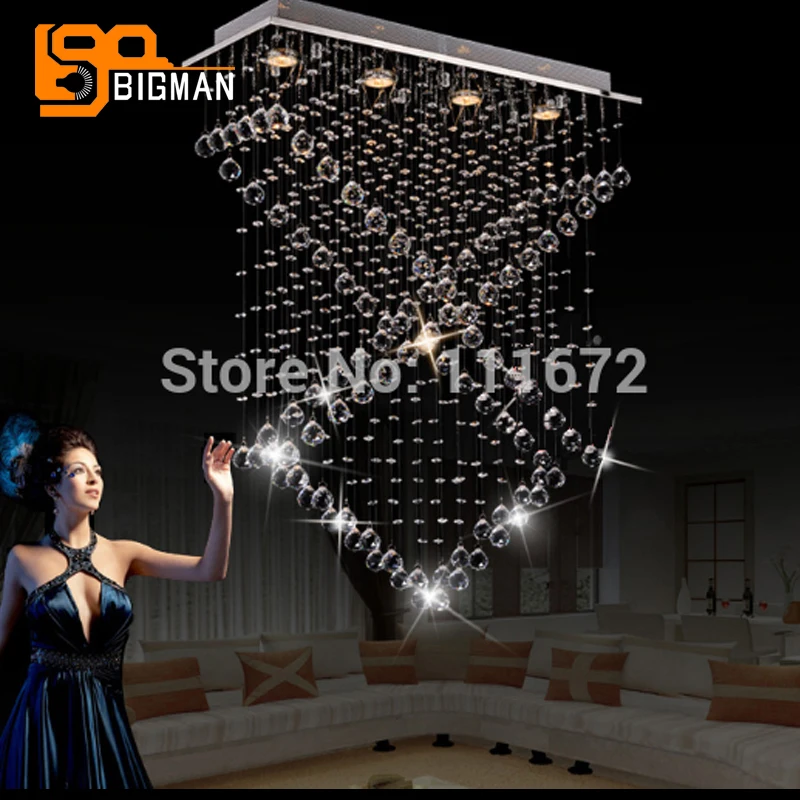 

new modern rectangle crystal chandelier lighting lustres dinning room chandelier