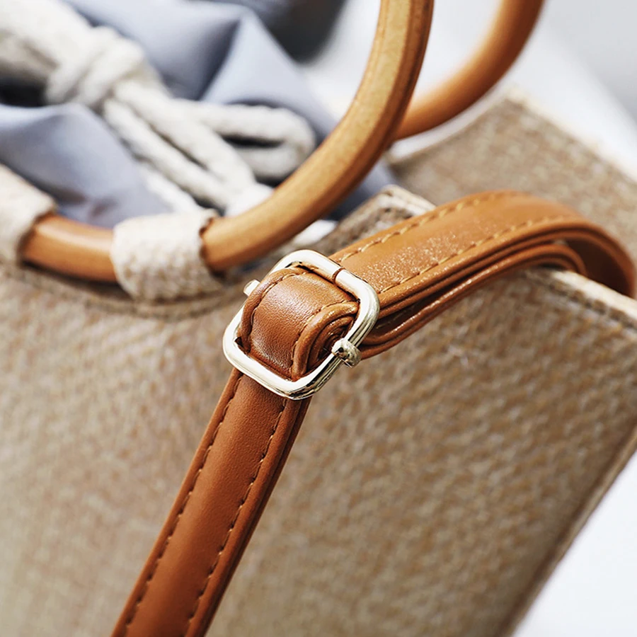 2018 Viaggi Maglia Manico Progettista Marca Khaki Spiaggia Di beige Lavorato Lusso A Estate Borsa Delle Donne Paglia Rotondo Del Spalla Solido Della Sacchetto Modo Sqw6n1pA