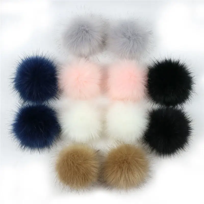 

DoreenBeads 12 PCs Mixed Soft Polyester Pom Pom Balls Imitation Fox Fur Mixed Round With Ring 8cm Dia. Home DIY Decoration