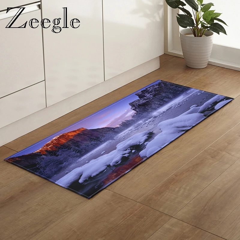  Zeegle 3D Scenic Pattern Kitchen Floor Mat Non-slip Carpets Table Floor Mats Absorbent Kitchen Rugs