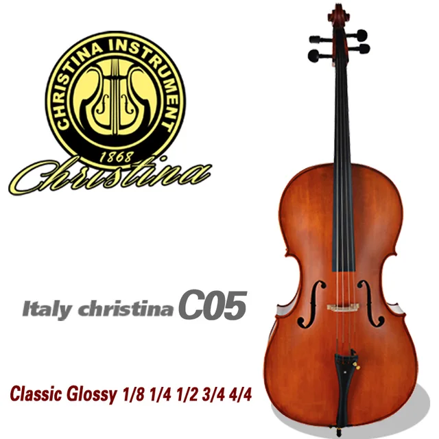 Best price at $473 Cheap Hot sale professional handmade Cello Christina C05 3/4 4/4 Cellos violoncello Glossy natural flamed cellos musical instrument