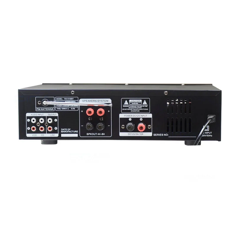 KYYSLB 200W*2 12v 220v TAV-6188BT High Power Built-in Bluetooth Amplifier Card SD USB FM Home Audio Car Amplifier 20Hz-40KHz