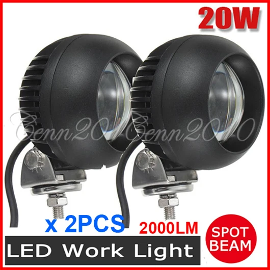 

2PCS 4" 20W CRE LED Driving Work Light COB Off-Road SUV ATV 4WD 4x4 Spot Beam 9-33V 2000lm Truck Fog Headlamp High Power Round