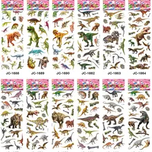 12 листов Пузырьковые наклейки 3D Динозавры юрского периода Классические игрушки скрапбук клубника для детей подарок награда наклейки на блокнот