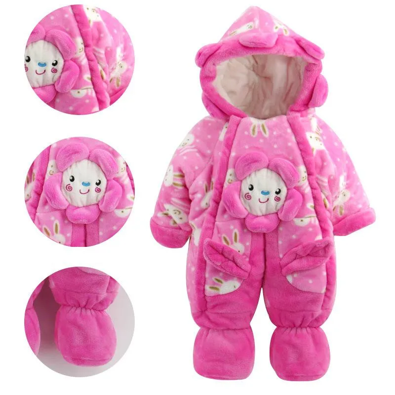 2017 Winter Thick Warm New Baby Boy Girl Rompers Unisex Newborn Infant Long Sleeve Hooded Climbing Clothes 0-1 Years Old Outwear16