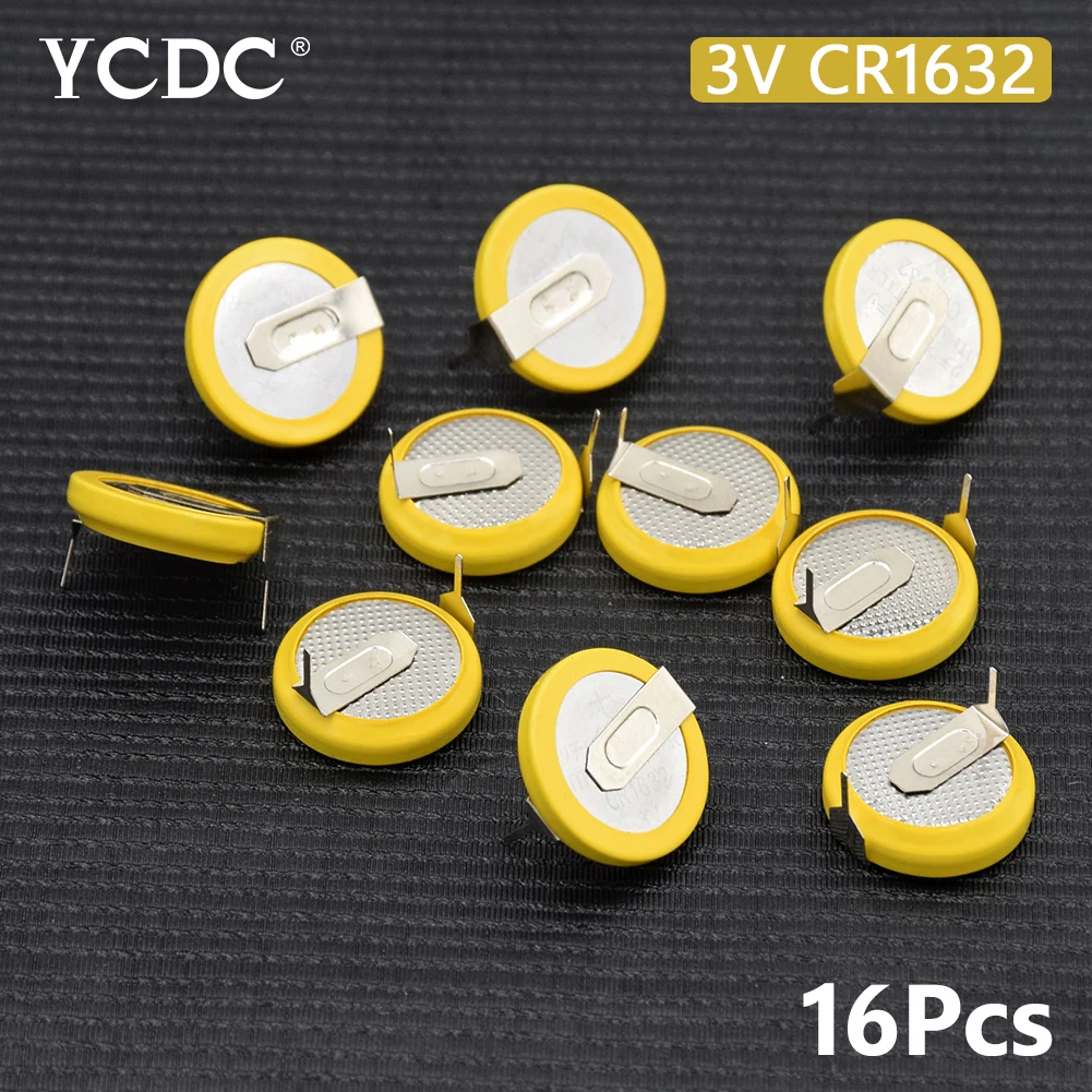 16Pcs 3V Soldered CR1632 Battery With 2 Pins For Main Board Remotein