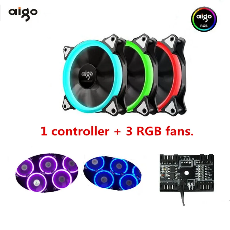 

Aigo R3 Computer Case Cooling Fan LED Fan Cooling RGB 120 mm Low Noise High Airflow Adjustable Colour fans