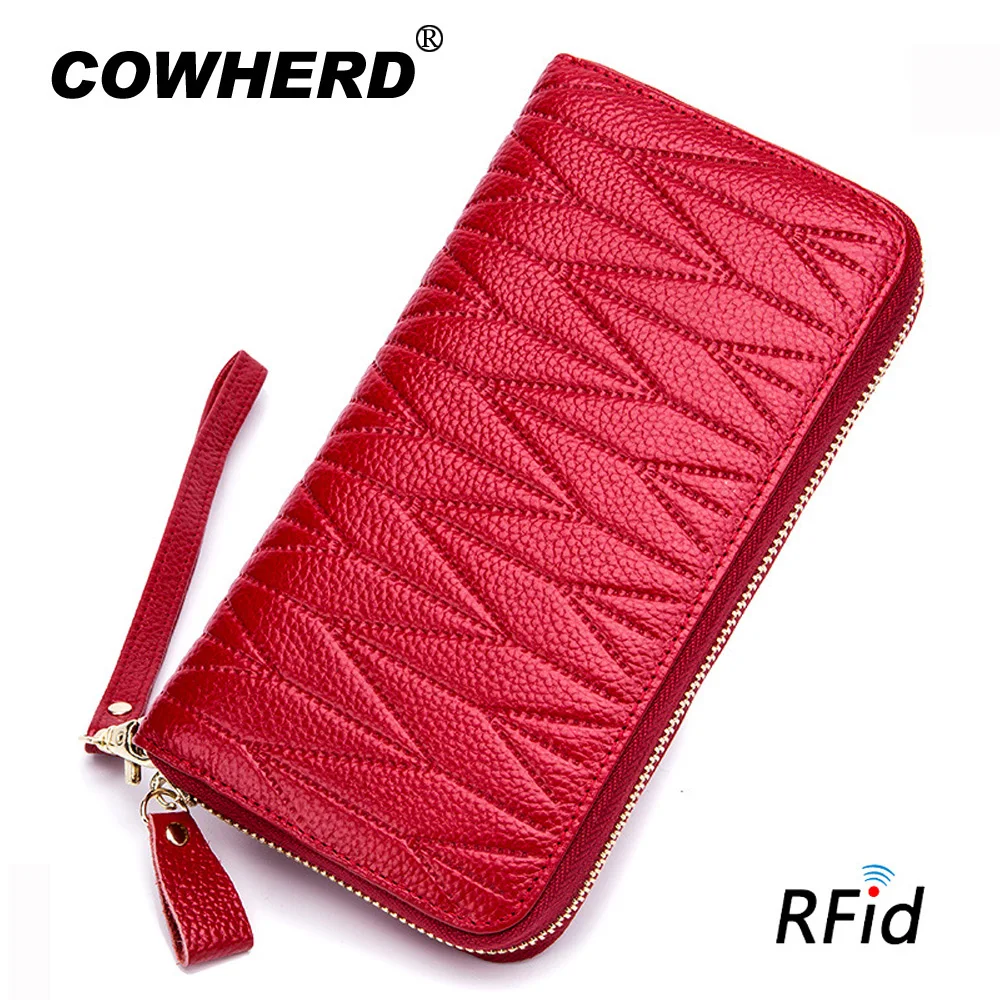 Женский кошелек с отделением для карт и RFID защитой длинный бумажник из