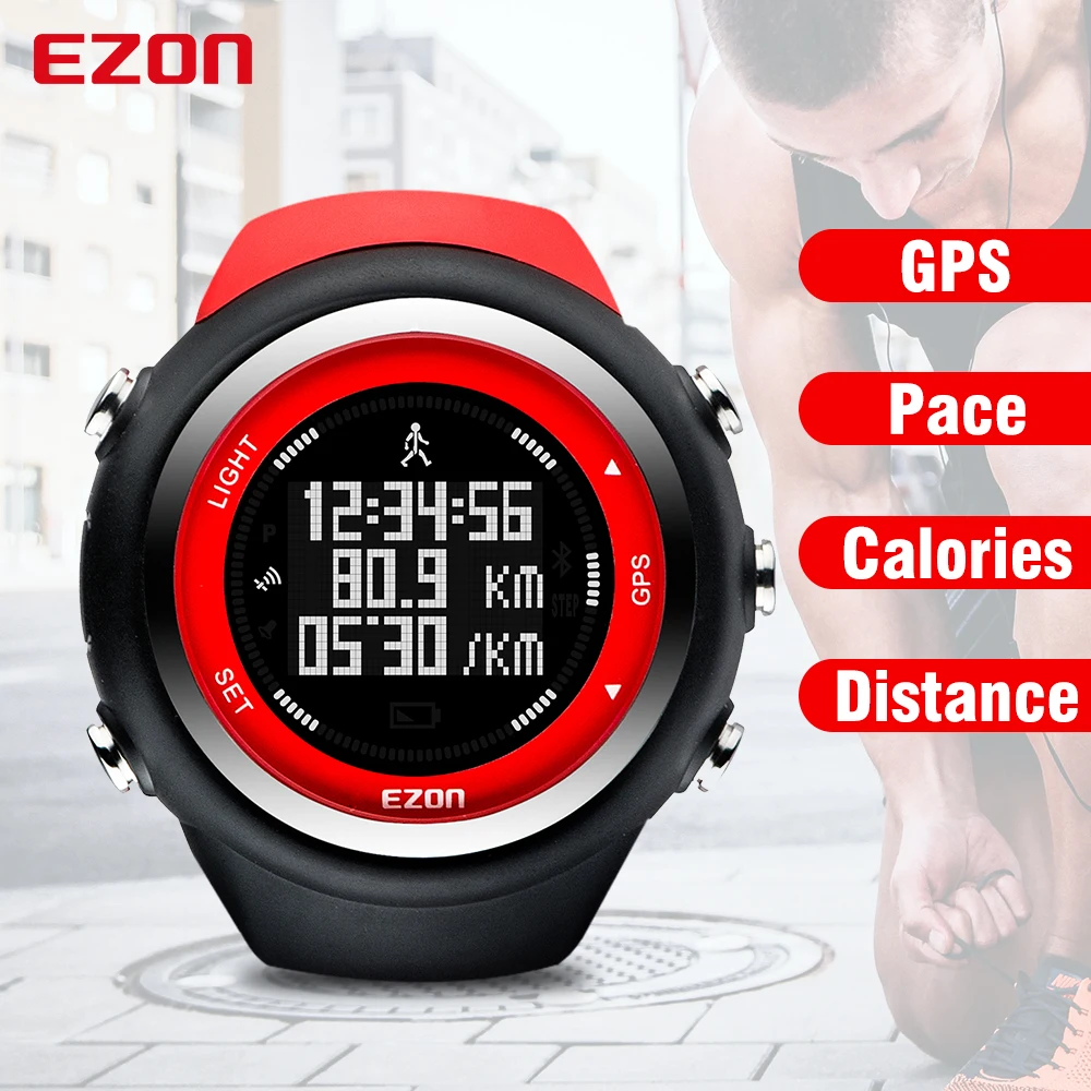 Esportes dos Homens Relógios de Corrida ao ar Ezon Livre Cronometragem Casual Esportes Relógio Calorias Contador Distância Digital Esporte Pulso T031 Gps