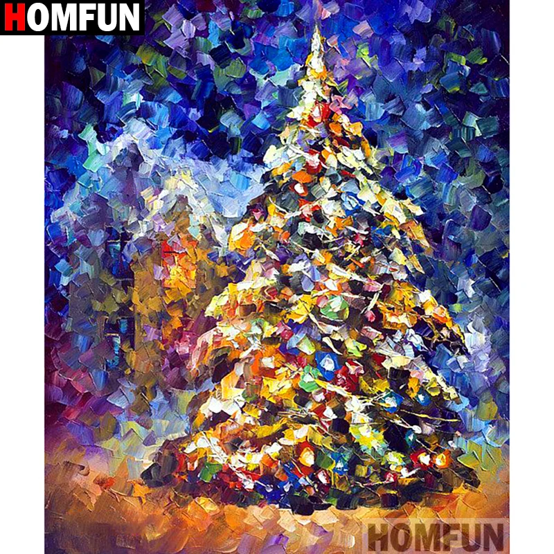Алмазная живопись HOMFUN Рождественская елка картина с полными
