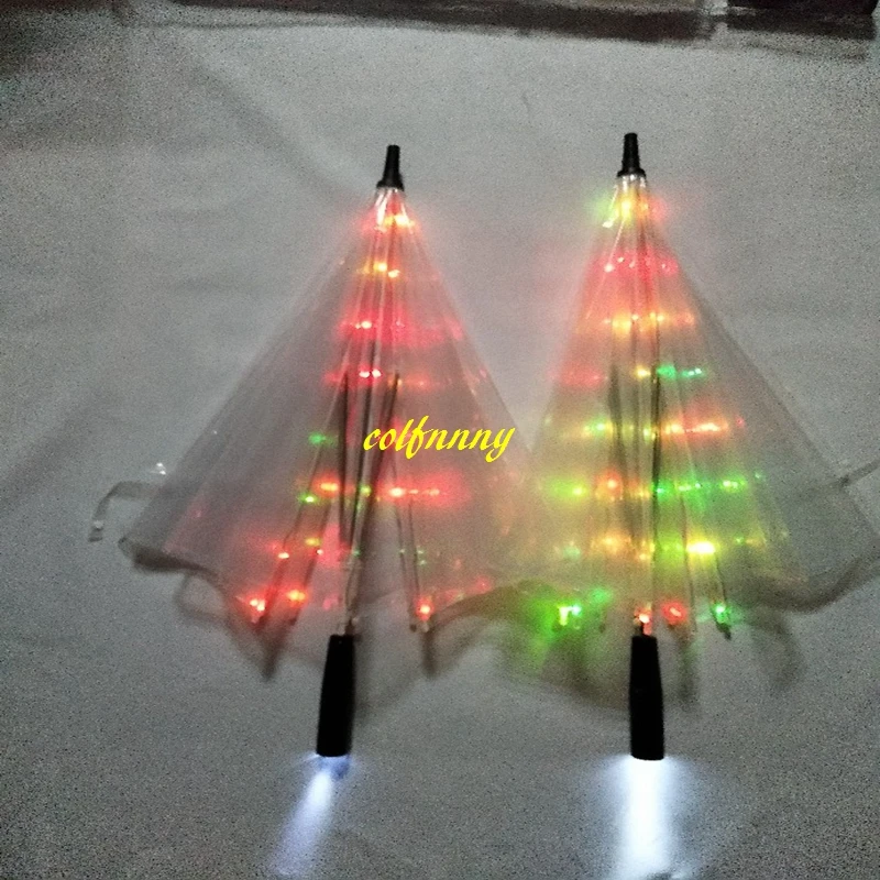 

50pcs/lot Coloful Led Umbrella LED Luminous Transparent Flashlight Umbrella With back Flash light Torch 23 Inch 8K