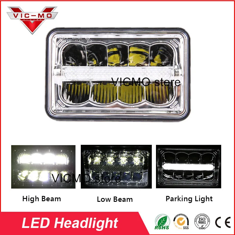 1 Pair 4*6" LED Square Headlights Auto Accessories Front Led Work Lights For Ford Mustang