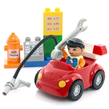

Building Blocks Sets Bricks Car Model Kids gas station Forest police Farm girl Classic Toys Collection gift Friends Duploed