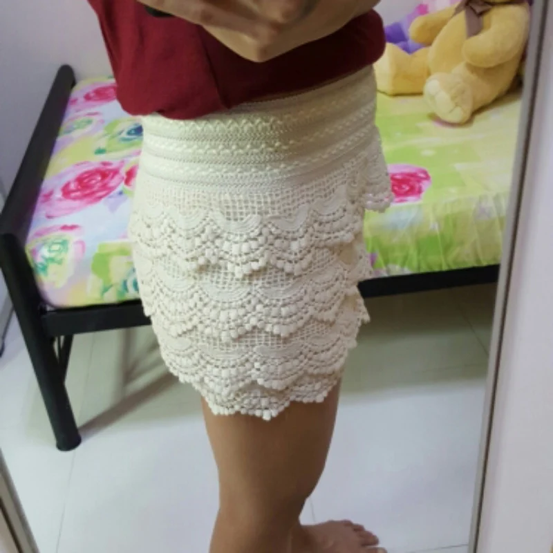 Summer Fashion Womens Shorts Lace Crochet Elastic Waist Slim Short Pants