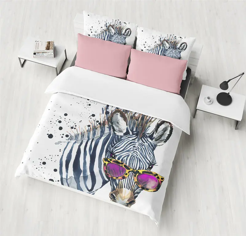 Us 62 0 Color Zebra Bed Set King Comforter Bedding Sets Queen Size Duvet Cover White Linen Sheet In From Home Garden On
