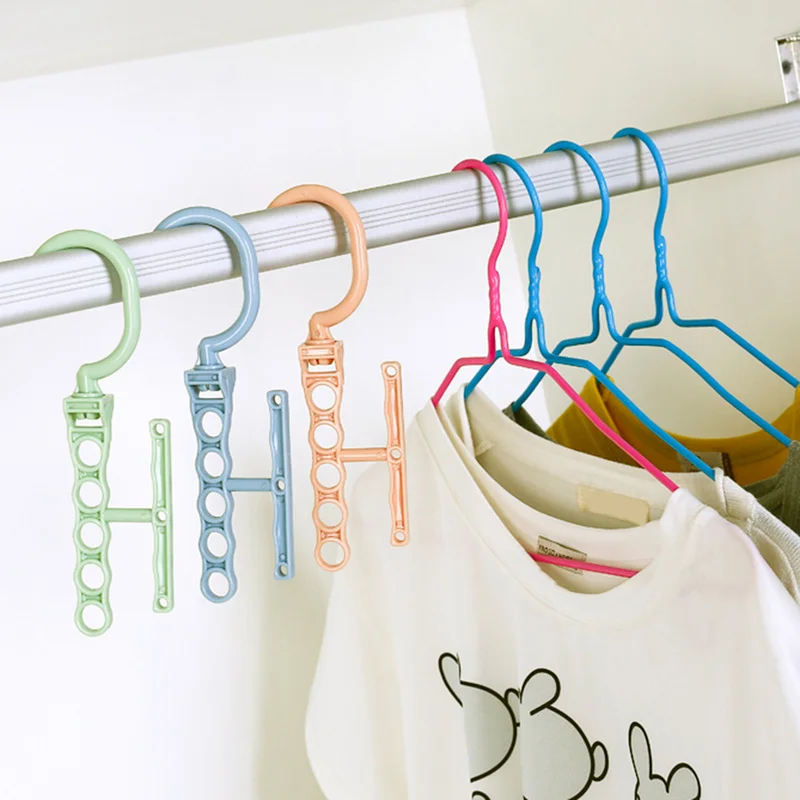 

1 PC Multi-function Five-hole Windproof Non-slip Magic Hanger Wardrobe Sorting Drying Drying Rack Storage Rack Save Space