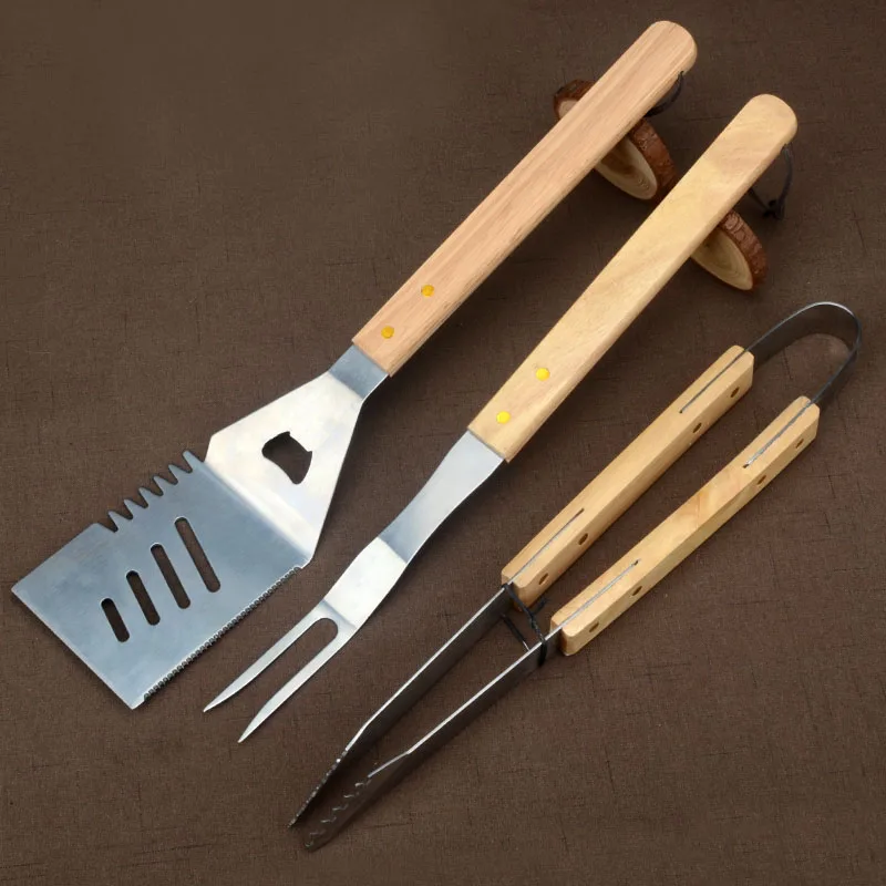 OAK WOOD BBQ TOOL SET  (3)