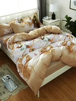 

3/4 Pcs Duvet Cover Set Modern Creative Floral Pattern Supple Bedding Kit