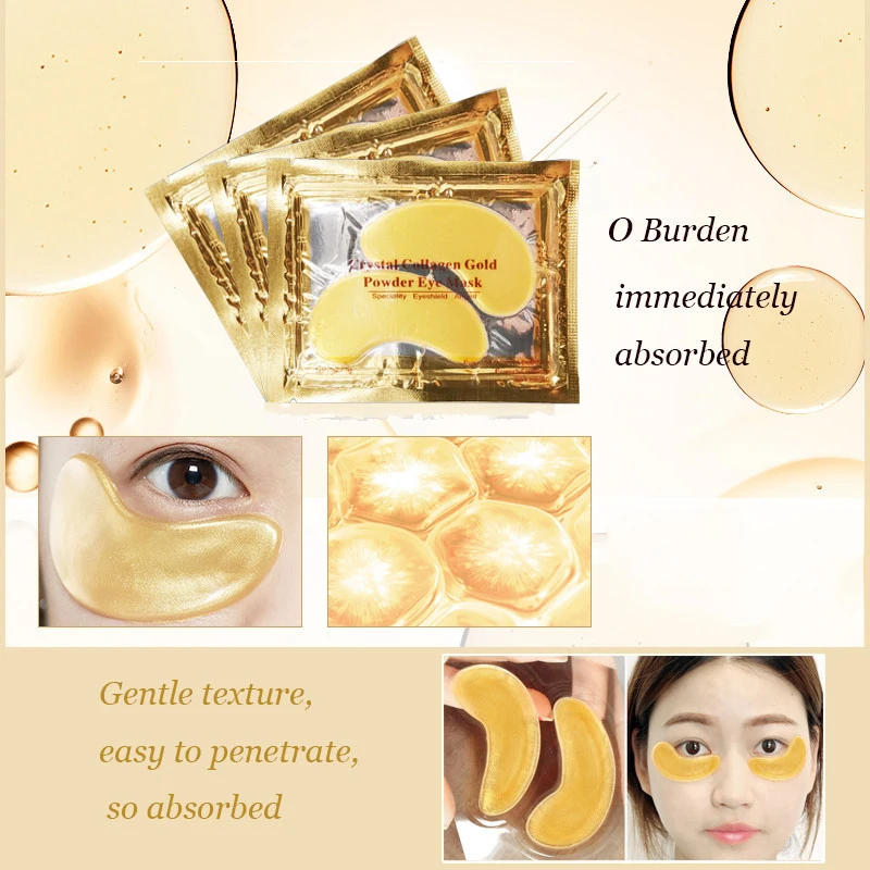 InniCare, 20 шт., кристальная коллагеновая Золотая маска для глаз, против старения, темные круги, акне, красивые патчи для ухода за кожей глаз, корейская косметика