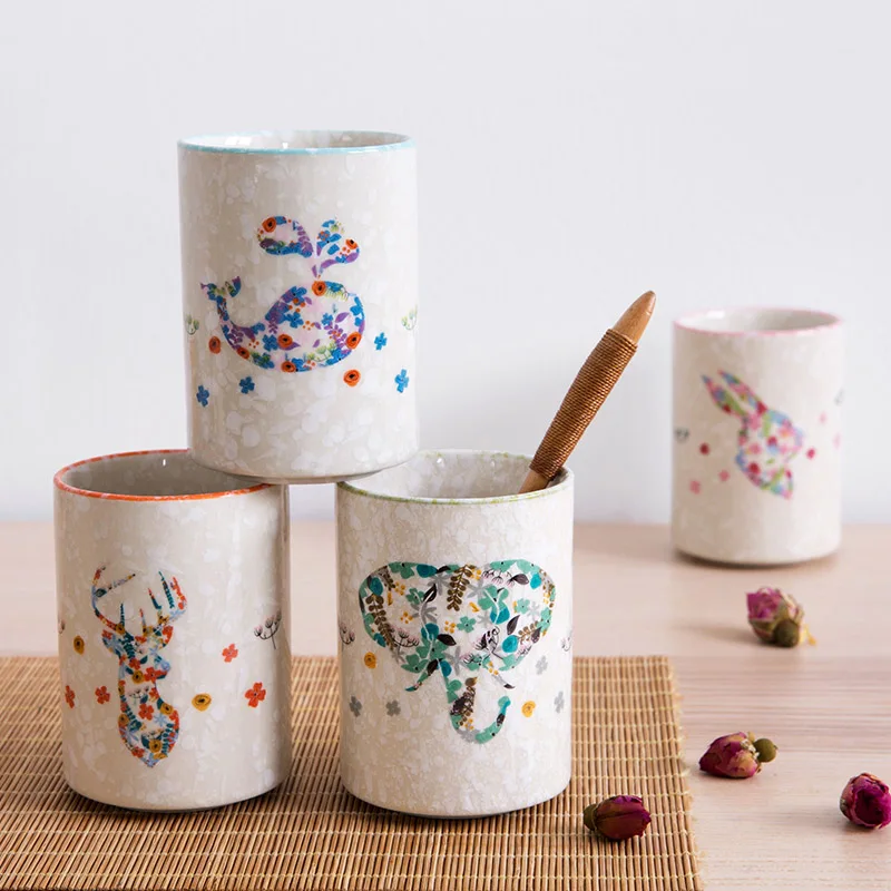 Керамические чайные чашки для воды расписанные вручную японский стиль домашний чай чашки Старинные рисунки питьевые чашки для детей и взрослых