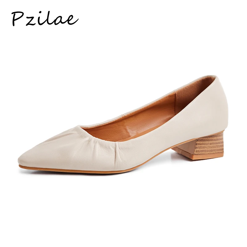 

Pzilae 2019 new casual summer shoes woman office shoes women low heels fashion pointed toe ladies pumps beige high heels black