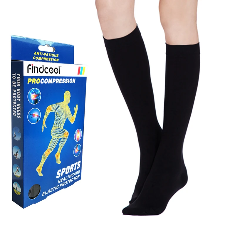 FINDCOOL, медицинские компрессионные носки по колено с закрытым носком для женщин и мужчин, Медицинские носки для поддержки икры, Градуированные компрессионные носки