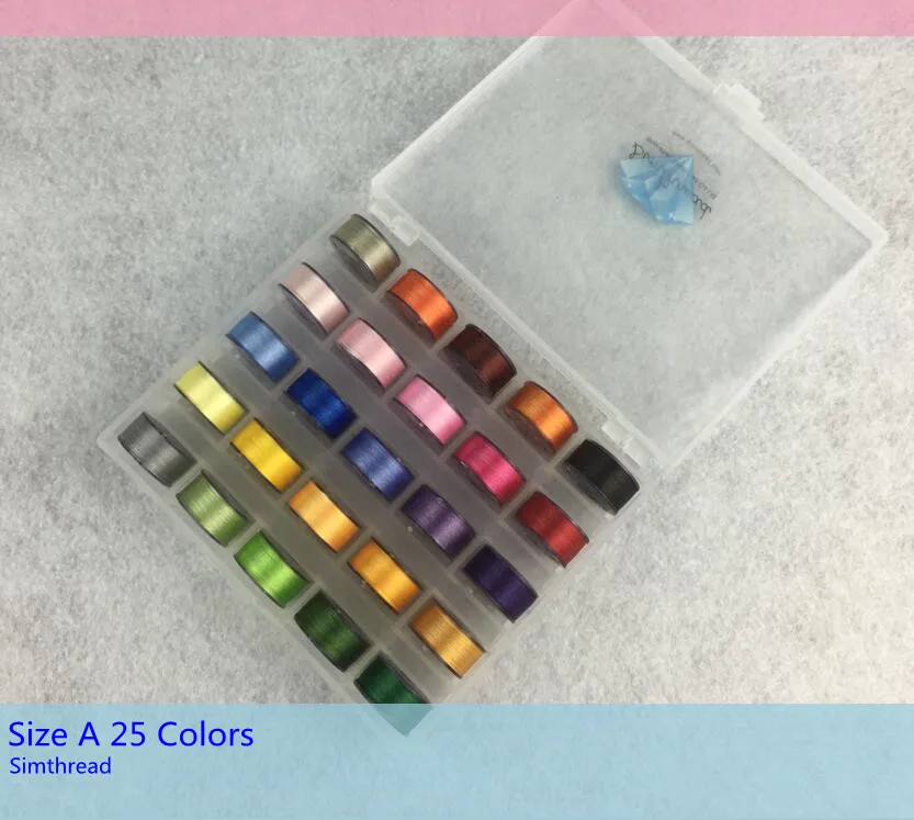 COLORED 25 PREWOUND MACHINE EMBROIDERY THREAD BOBBINS FOR BROTHER