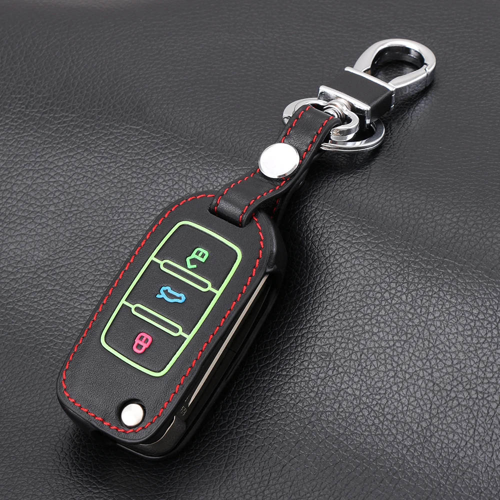 

Luminous leather Car Key Case for VW Polo Golf 4 5 6 Passat Tiguan Jetta Bora Eos Scirocco For Skoda Octavia A5 Fabia Superb