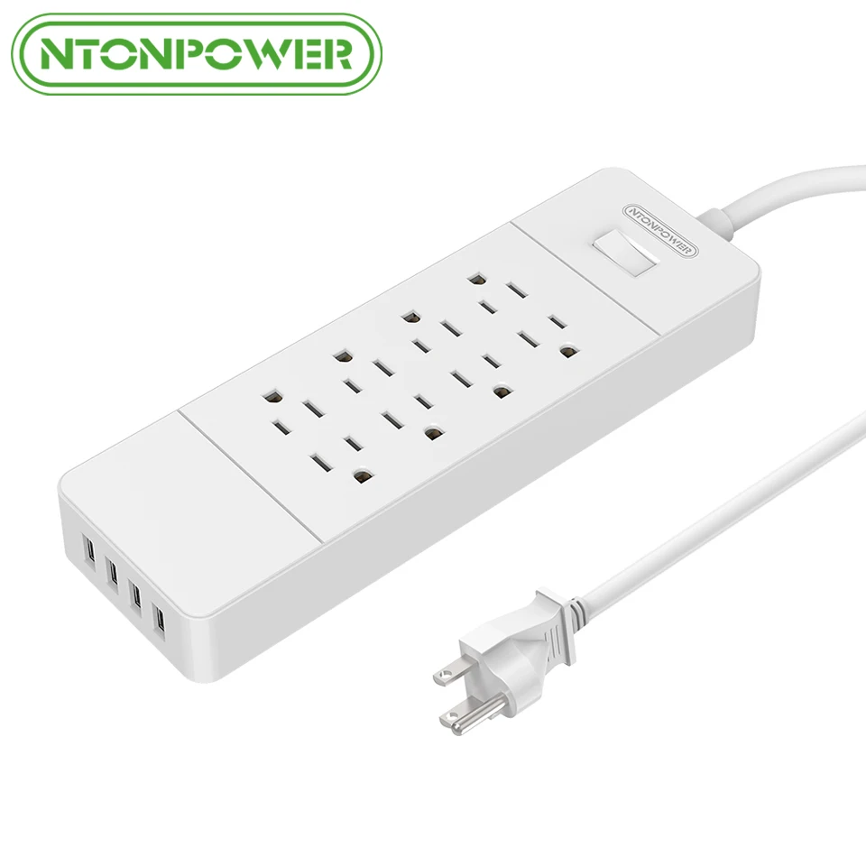 NTONPOWER USP US Electrical Plug 8 AC Power Outlet USB Charger Station