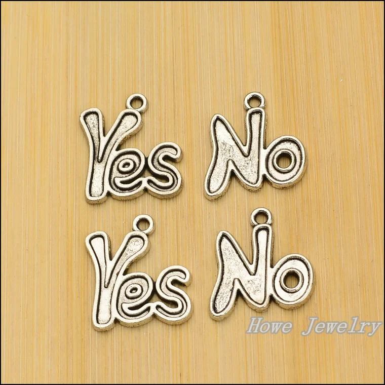 

MIx 80pcs retro love couples english word ''yes" and "no" pendant charm Tibetan silver fit for Necklaces & Pendants