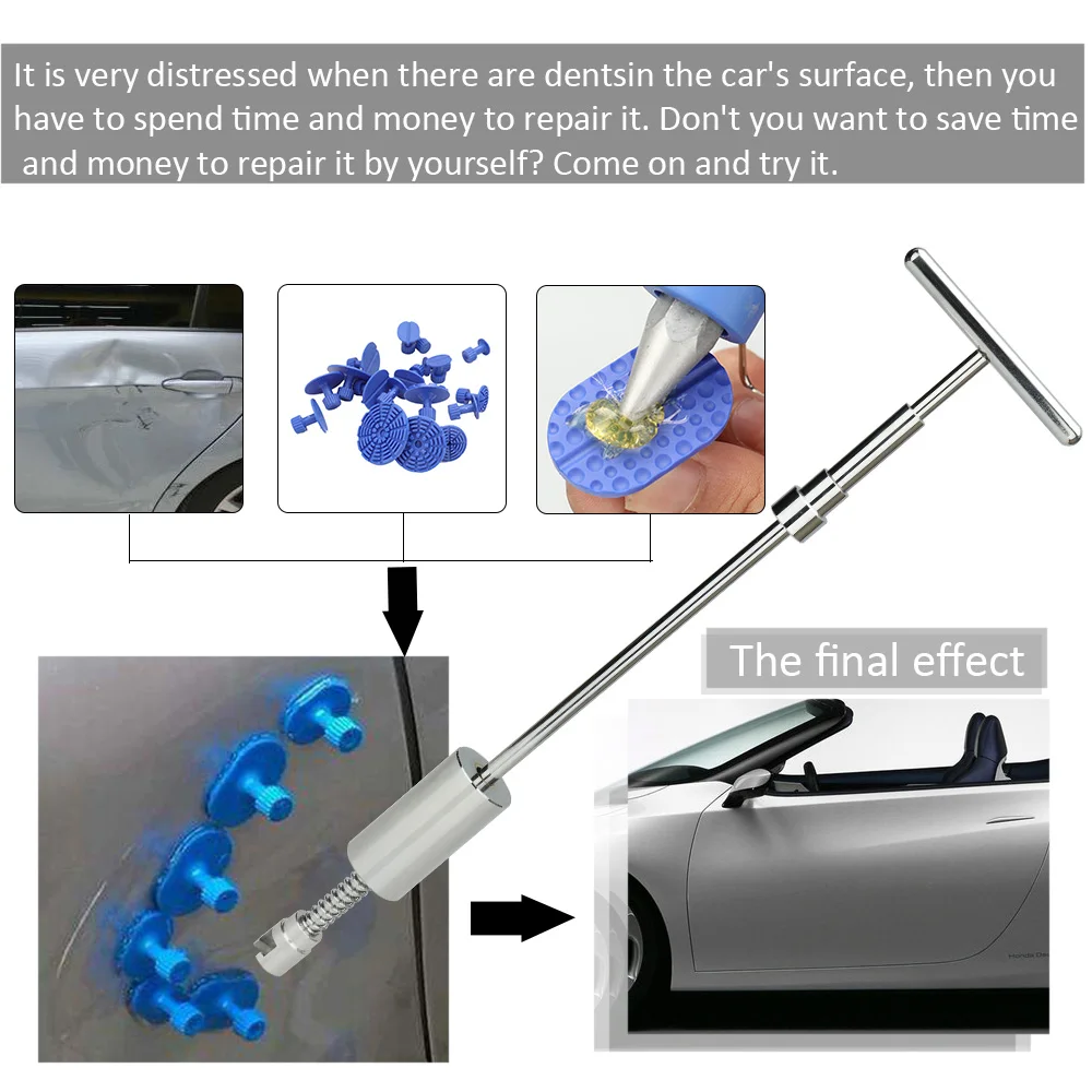 21 шт. Paintless автомобиль Dent Repair Tool Kit Дент Съемник слайд-молоток Съемник вкладки стороны присоски инструменты для лист обработки металла