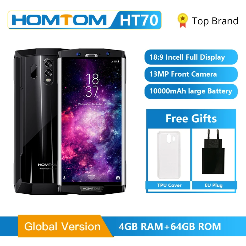 Глобальная версия HOMTOM HT70 10000 мАч 4 Гб 64 мобильный телефон 6 0 дюймов Восьмиядерный 13
