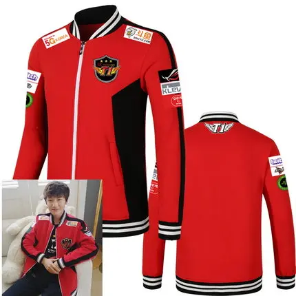 

[STOCK] Game LOL World Champion S7 Team SKT T1 Players Uniform Baseball Jacket Faker Men's Top New XXS-3XL Plus sizes