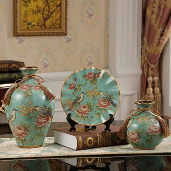 

European vase three piece of modern ceramic decoration living room Home Furnishing TV cabinet cabinet decor decoration