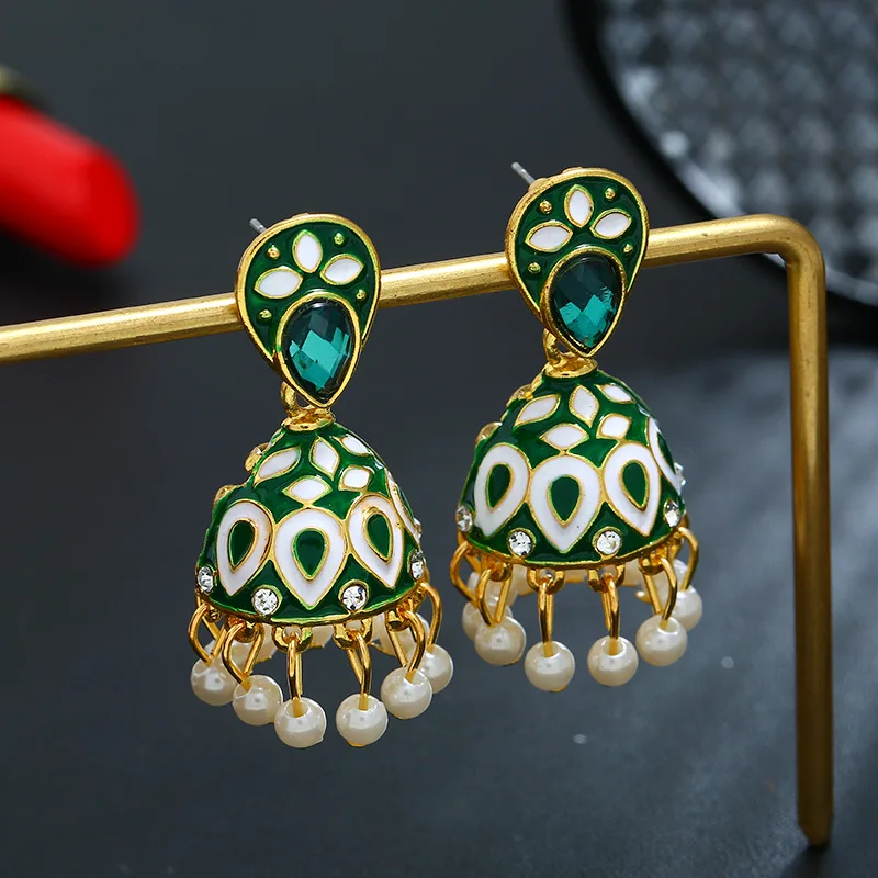 Летняя мода индийская имитация золота Jhumka Jhumki висячие серьги женские ручной работы деревянные бусины ювелирные украшения для свадебной вечеринки рождественские подарки