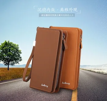 

by dhl or ems 100pcs Men wallets zipper around long leather wallet man nice male clutch simple style big purse large capacity