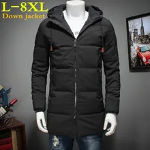 2017 big size 8XL 7XL Winter Down Jacket Men Coat Hooded Long White Duck Down Parka Thickening Warm Outwear Men Winter Jacket