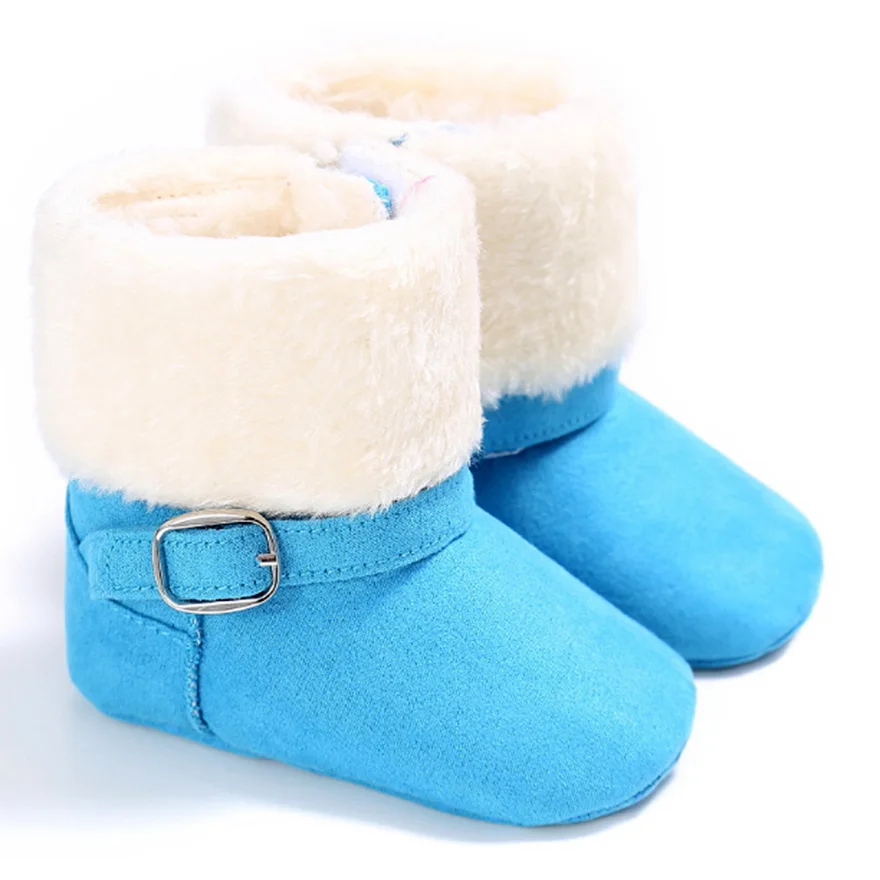 Модная удобная детская зимняя обувь для новорожденных мягкая подошва для малышей повседневные ботинки Теплые Семейные ботинки для малышей обувь для первых прогулок - Цвет: Blue