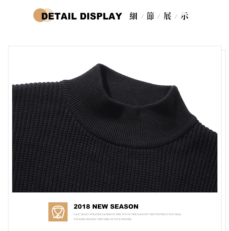 New Wool Sweater men warm cotton elastic winter Korean fashion casual turtleneck solid color plus size 3XL homme tops sweaters