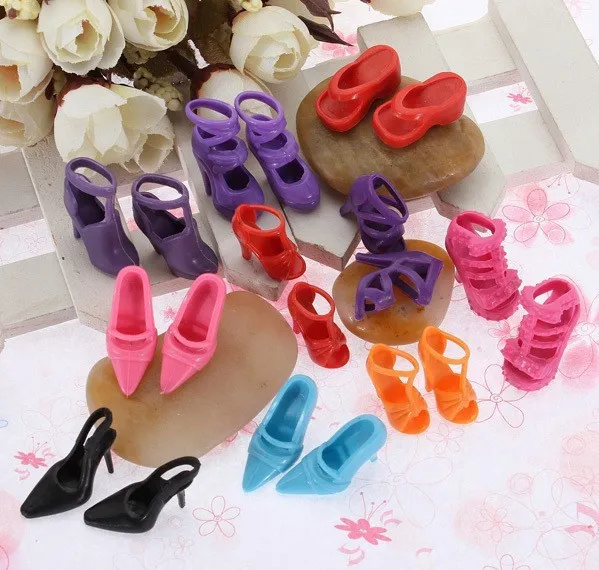 

HOT SALE 1/6 Dolls Mixed Colors Styles Shoes Packs Shoes For 30cm Girl Dolls High-Heeled Sandals Slippers Shoes Bag 100Pairs/lot