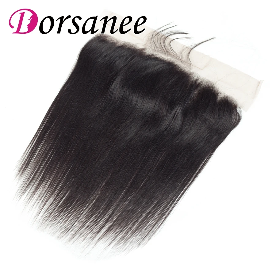 Dorsanee Brazilian Straight Lace Closure 134 Human Hair Weaves 8 to 20 Non Remy Hair Swiss Lace Frontal Natural Hairline 1B# (3)