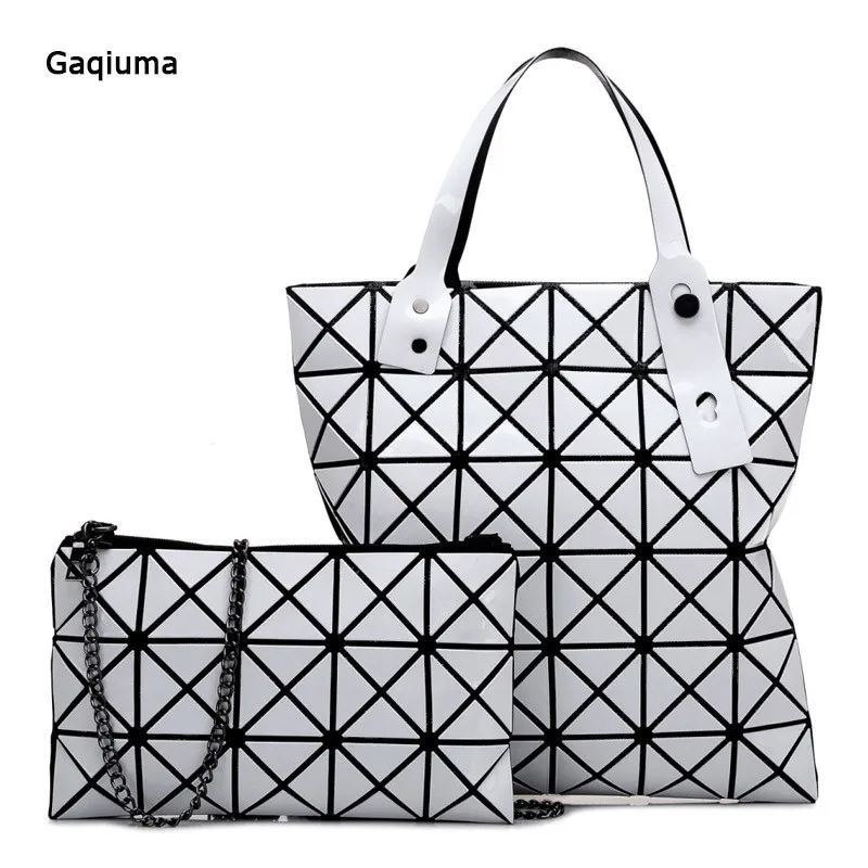 

Gaqiuma lumious handbags and purse one set Geometric leather Diamond Briefcase ladies fashion bag