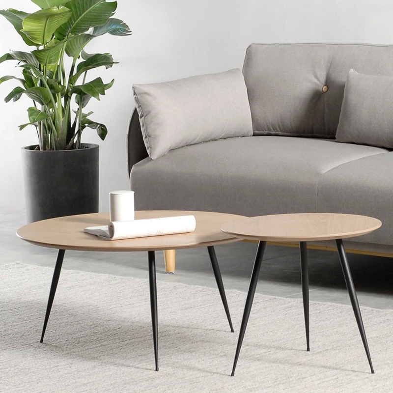 Nordic wrought iron coffee table modern minimalist creative small apartment living room sofa side simple wood tea table