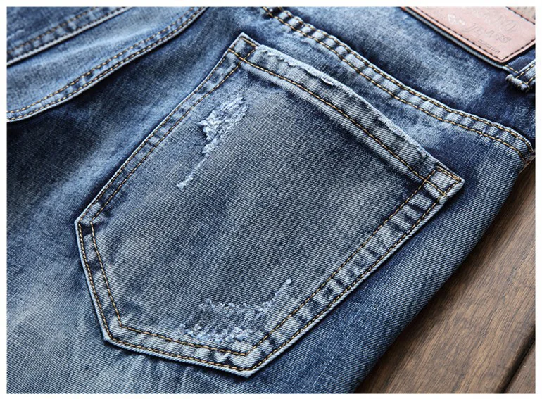 Специальная цена Мужская мода дракон вышивка модные джинсы тонкие прямые с разрезами синие джинсовые брюки
