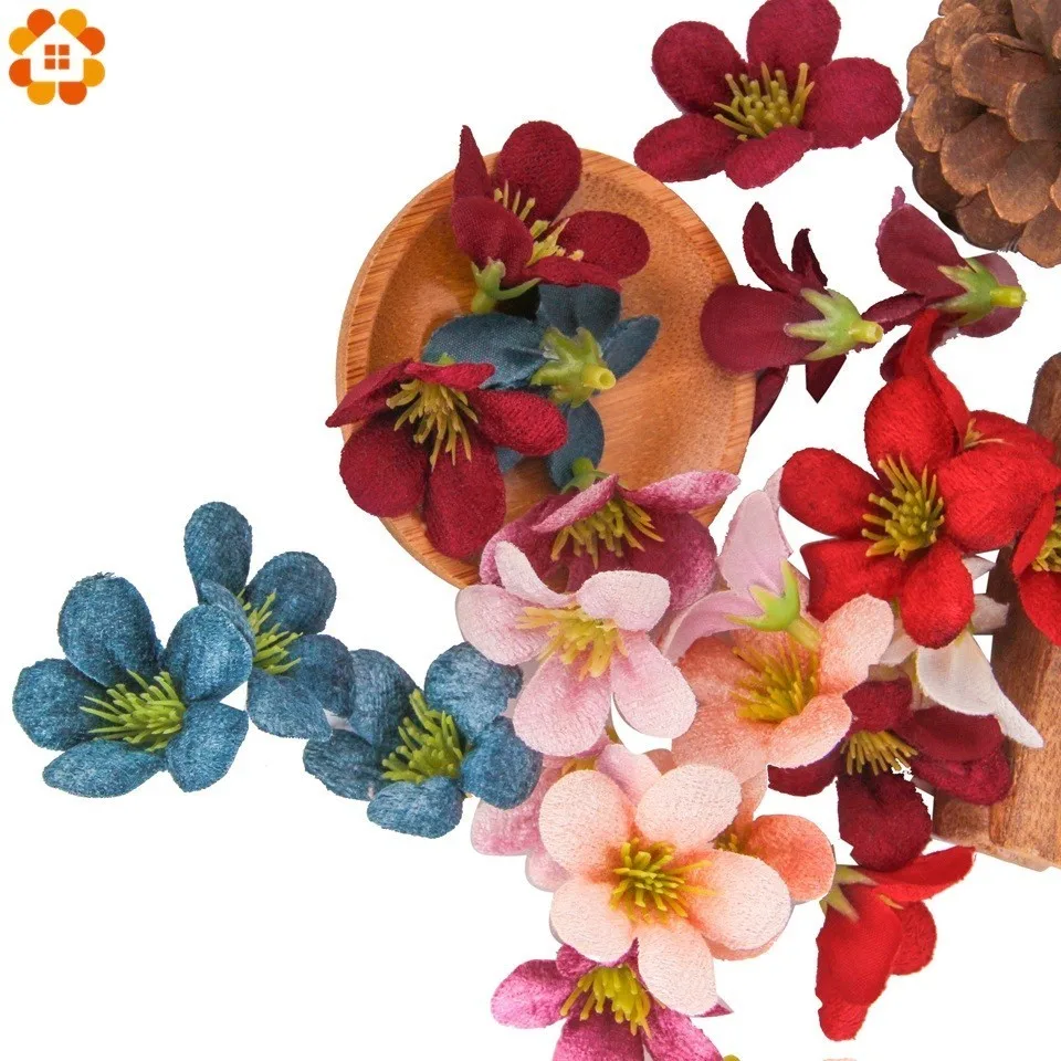 

50PCS Decorative Silk Flower Head Scrapbooking Silk Artificial Fake Flower For Wedding Party Wreath Decoration Crafts Supplies