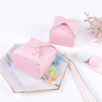 

5pcs Gold Stamping Gift BoxPaper Gift Bags Pink Candy Bag For Party Baby Shower Birthday Candy Box Birthday Party Supplies