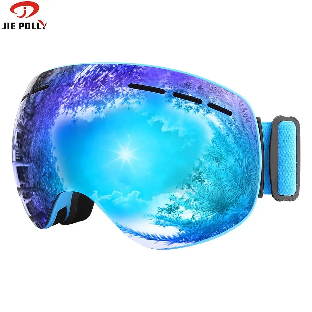 Ski Goggles jiepolly Brand Anti fog spherical big Skiing Mask